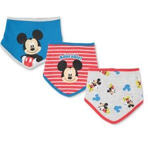 Disney Baby  Boys Mickey Mouse Bandana Bib Pack of 3 0-12 Month NWT